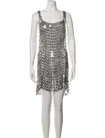 Pre-owned Aya Muse Patterned Mini Dress W/ Tags In Metallic/silver