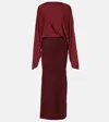 Aya Muse Pine Caped Maxi Dress In Burgundy