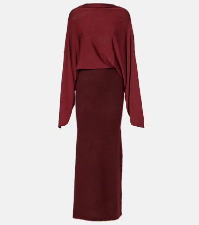 Aya Muse Pine Caped Maxi Dress In Burgundy