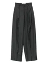 Aya Muse Pinstripe-print Pleated Trousers In Gray