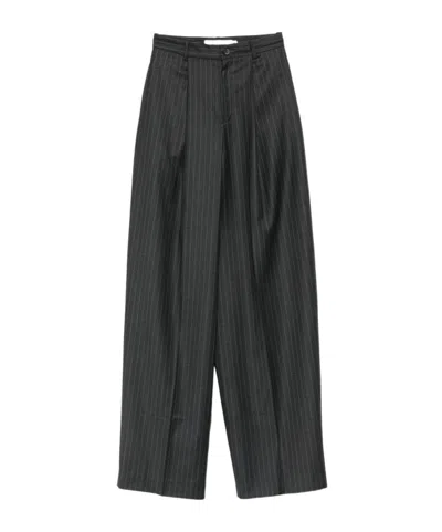 Aya Muse Pinstripe-print Pleated Trousers In Gray