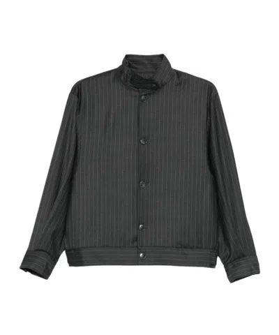 AYA MUSE PINSTRIPED BOMBER JACKET
