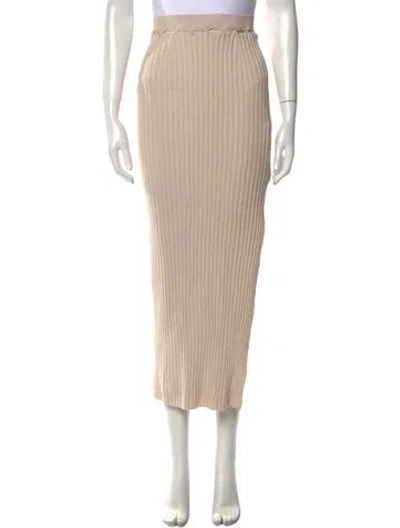 Pre-owned Aya Muse Pleated Accents Midi Length Skirt In Neutral