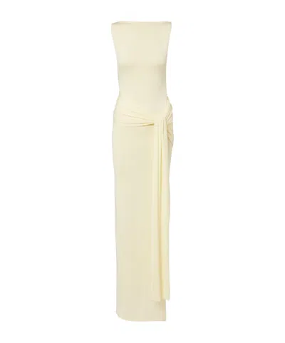 Aya Muse Pleated Evening Dress In Neutral
