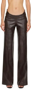 Aya Muse Polished Faux Leather Casual Pants In Brown