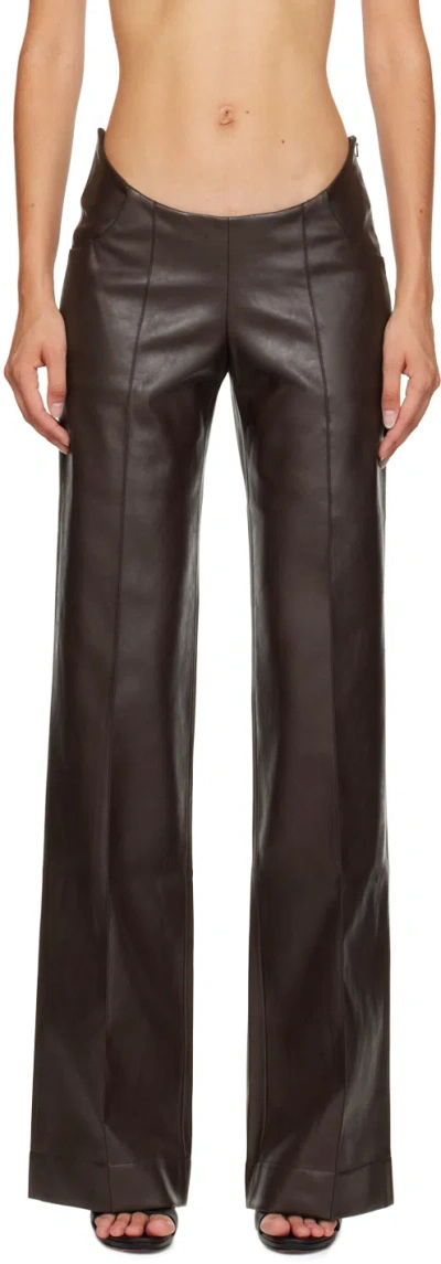 AYA MUSE POLISHED FAUX LEATHER CASUAL PANTS