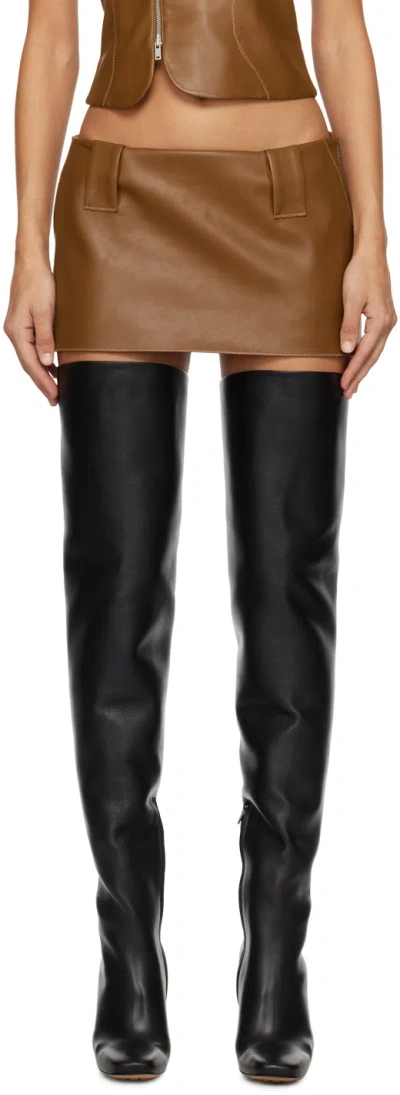 Aya Muse Polished Synthetic Leather Short Skirt In Black