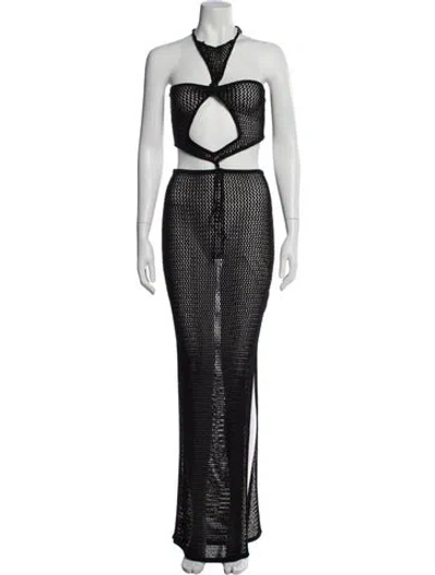 Pre-owned Aya Muse Polka Dot Print Long Dress W/ Tags In Black