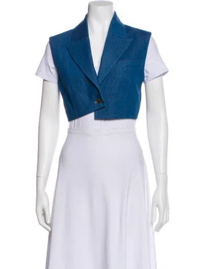 Pre-owned Aya Muse Printed Bolero In Blue