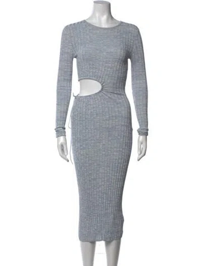 Pre-owned Aya Muse Printed Midi Length Dress In Blue