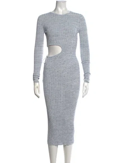 Pre-owned Aya Muse Printed Midi Length Dress In Blue