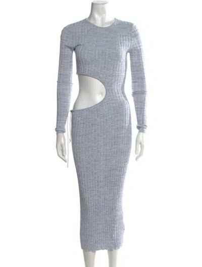 Pre-owned Aya Muse Printed Midi Length Dress In Blue