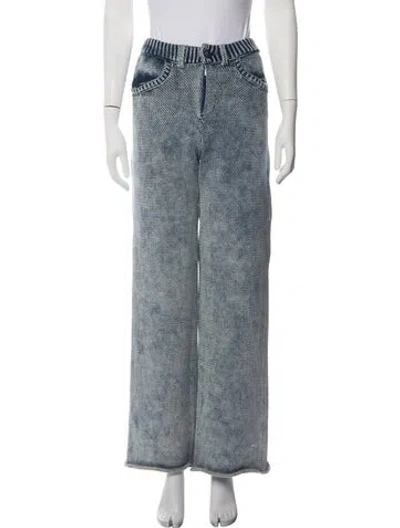 Pre-owned Aya Muse Printed Wide Leg Pants In Blue