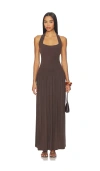Aya Muse Ribbed Halterneck Dress In Brown
