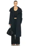 Aya Muse Raw Edge Trench Coat In Blue