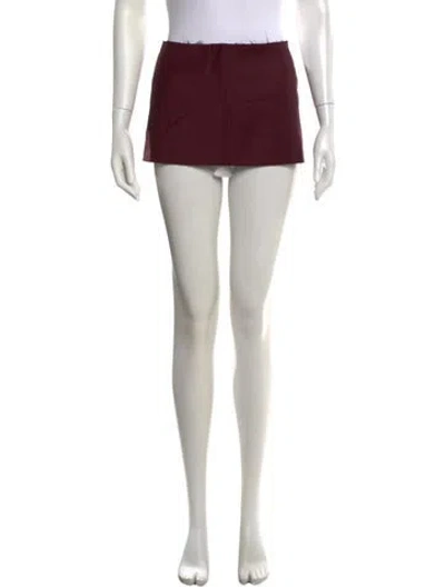 Pre-owned Aya Muse Raw-edge Trim Mini Skirt W/ Tags In Burgundy