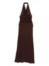 Aya Muse Reed Halterneck Maxi Dress In Brown