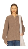 Aya Muse Brown Relaxed Knit Button Up Cardigan In 深褐色