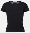 Aya Muse Ribbed-knit Cotton T-shirt In Black