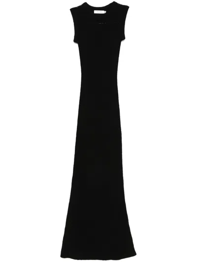 Aya Muse Ribbed-knit Maxi Dress In Black