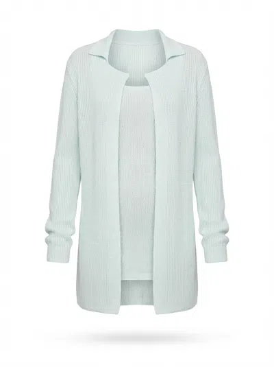 Aya Muse Ribbed Knitted Cardigan In Green