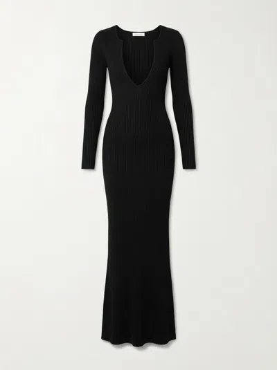 Aya Muse Ribbed Knitted Dress In Black