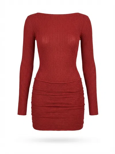 Aya Muse Ribbed Knitted Dress In Red