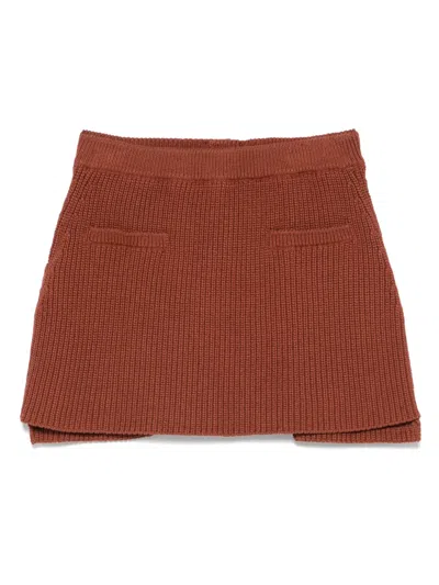 Aya Muse Ribbed Mini Skirt In Brown