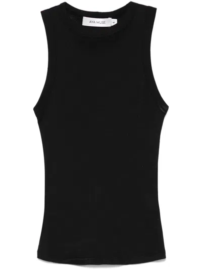 Aya Muse Ribbed Tank Top In Black