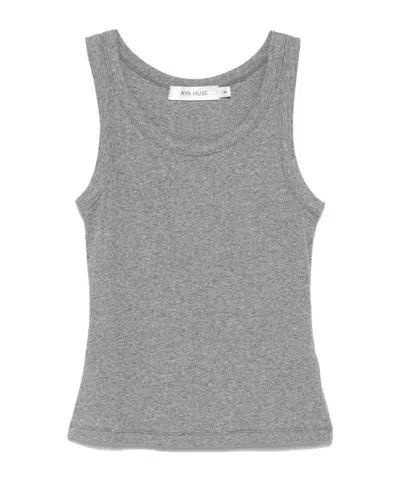 Aya Muse Ribbed Tank Top In Gray