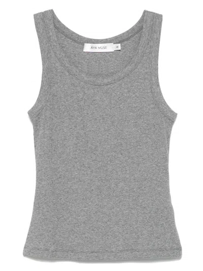 Aya Muse Ribbed Tank Top In Grey