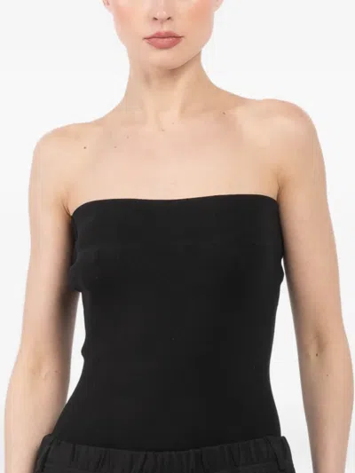 Aya Muse Ribbed Top In Black