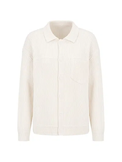 Aya Muse Ribbed-knit Button-up Cardigan In Neutral