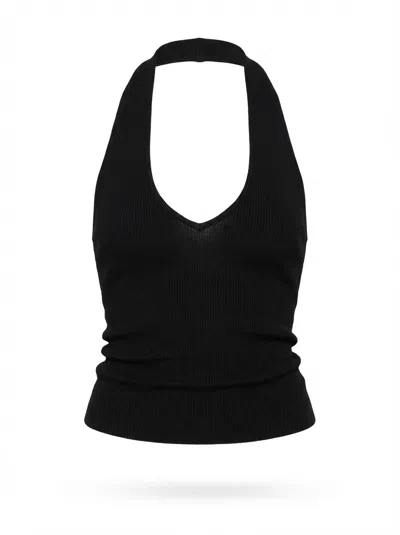 Aya Muse Ribbed-knit Top In Black
