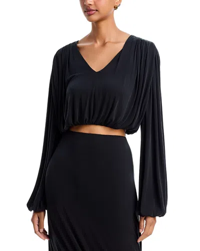Aya Muse Riva Draped Long Sleeve Top In Black