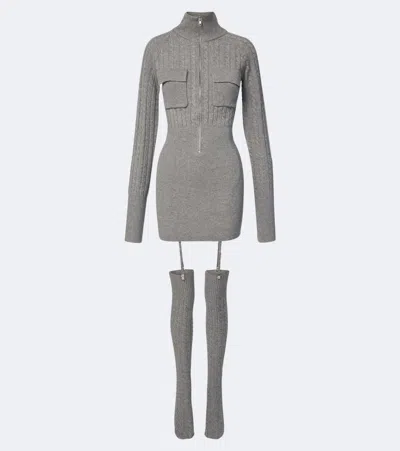 Aya Muse Rovo Minidress And Over-the-knee Socks Set In Grey