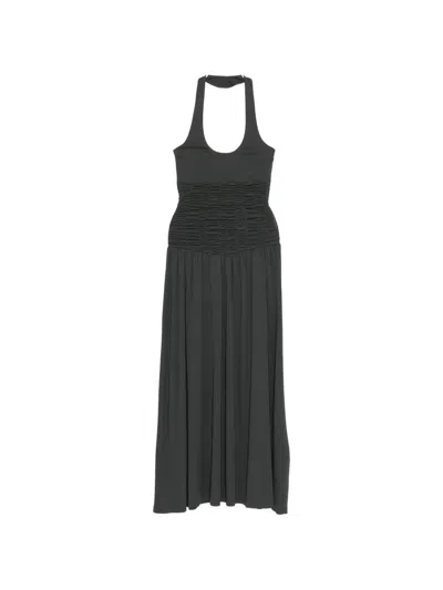 Aya Muse Ruched-waist Dress In Gray