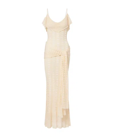 Aya Muse Ruffled Pointelle Maxi Dress In Neutral