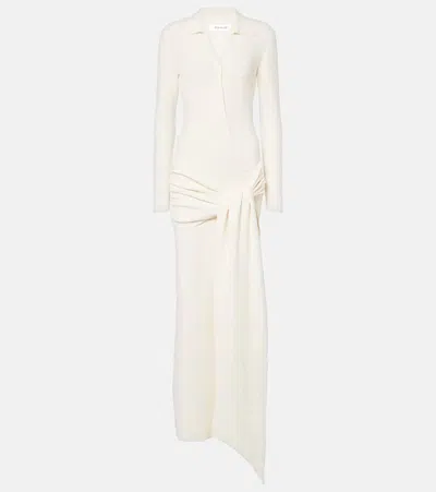 Aya Muse Saros Draped Cotton-blend Maxi Dress In White