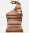 Aya Muse Scarf-detail Knitted Silk-blend Top In Brown