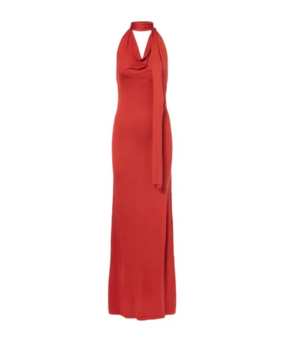 Aya Muse Scarf-detail Silk-blend Jersey Gown In Animal Print
