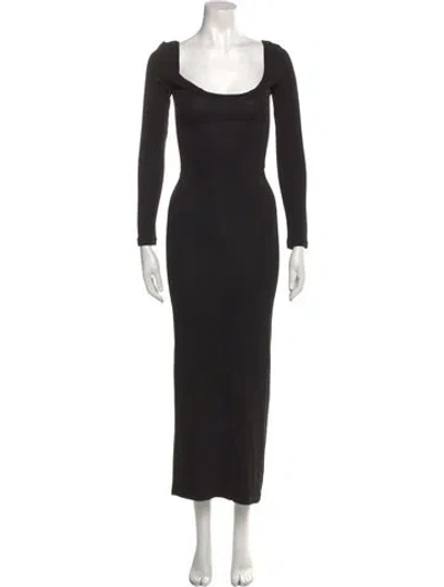 Pre-owned Aya Muse Scoop Neck Long Dress In Black