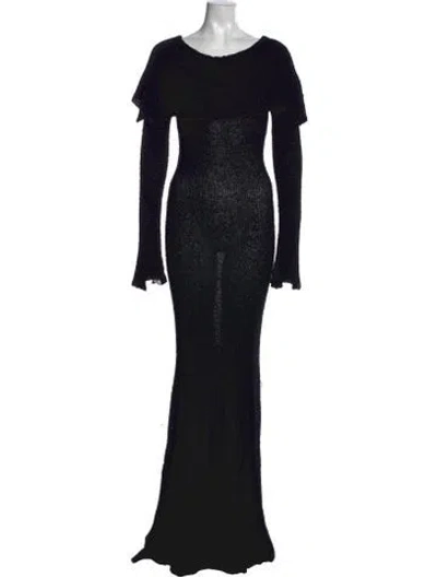 Pre-owned Aya Muse Scoop Neck Long Dress In Black