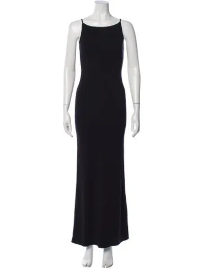 Pre-owned Aya Muse Scoop Neck Long Dress In Blue