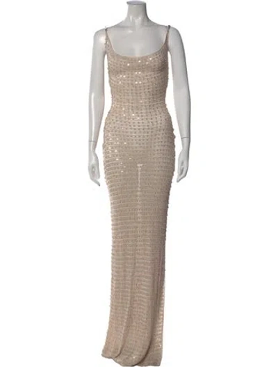 Pre-owned Aya Muse Scoop Neck Long Dress In Neutrals