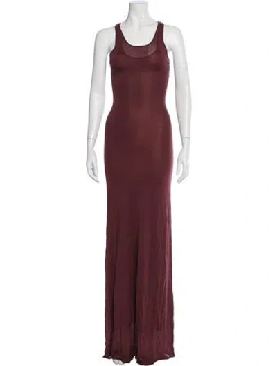 Pre-owned Aya Muse Scoop Neck Long Dress W/ Tags In Burgundy