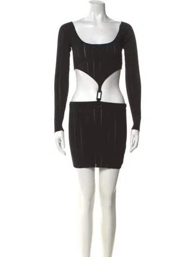 Pre-owned Aya Muse Scoop Neck Mini Dress In Black