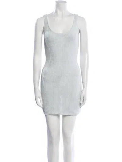 Pre-owned Aya Muse Scoop Neck Mini Dress In Blue