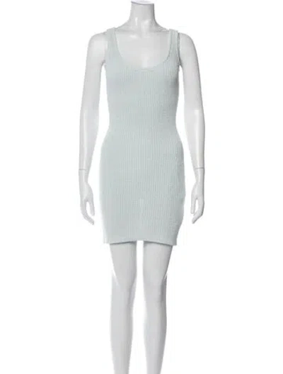 Pre-owned Aya Muse Scoop Neck Mini Dress In Blue