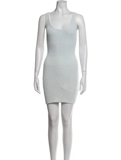 Pre-owned Aya Muse Scoop Neck Mini Dress In Blue